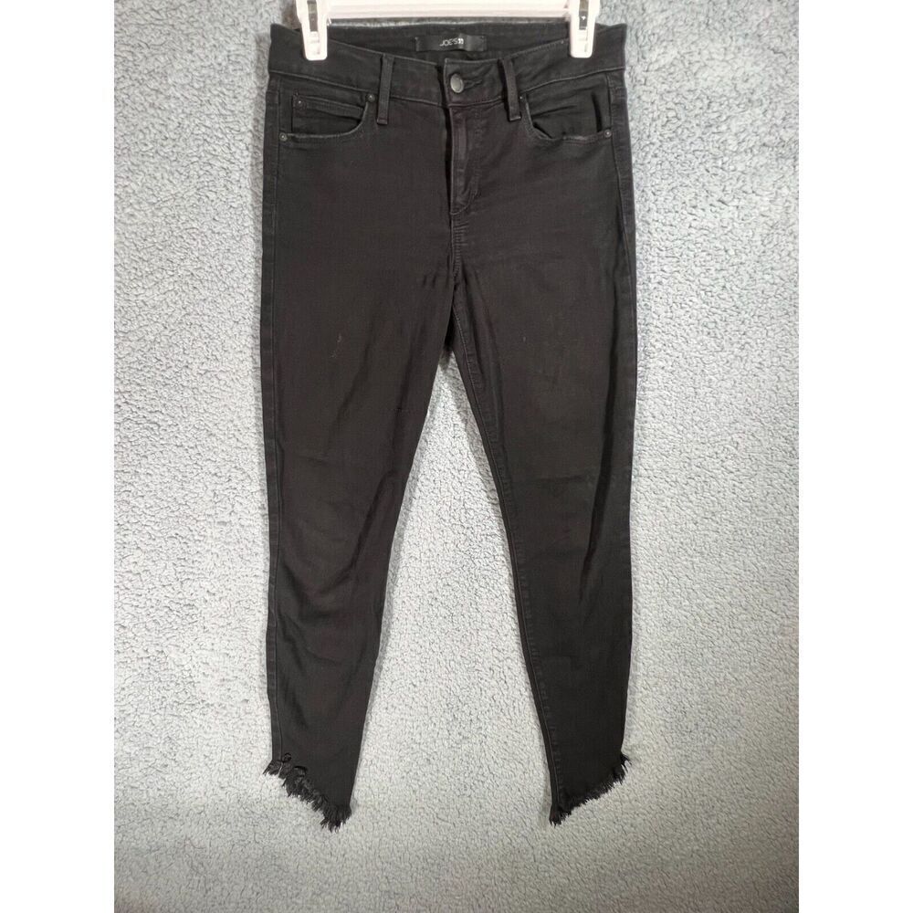 Joe's Flawless The Icon Skinny Ankle Jeans Women's W27 Black Frayed Hem Mid Rise